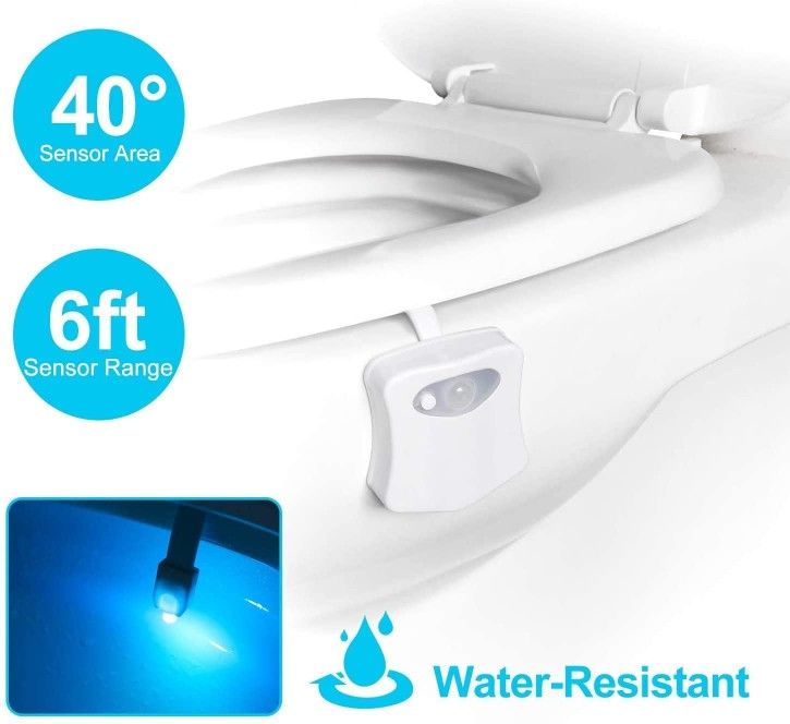 Ultimate Bathroom Restroom Ambiance with 7-color Toilet LED Light with Motion Sensor Dawn To Dust