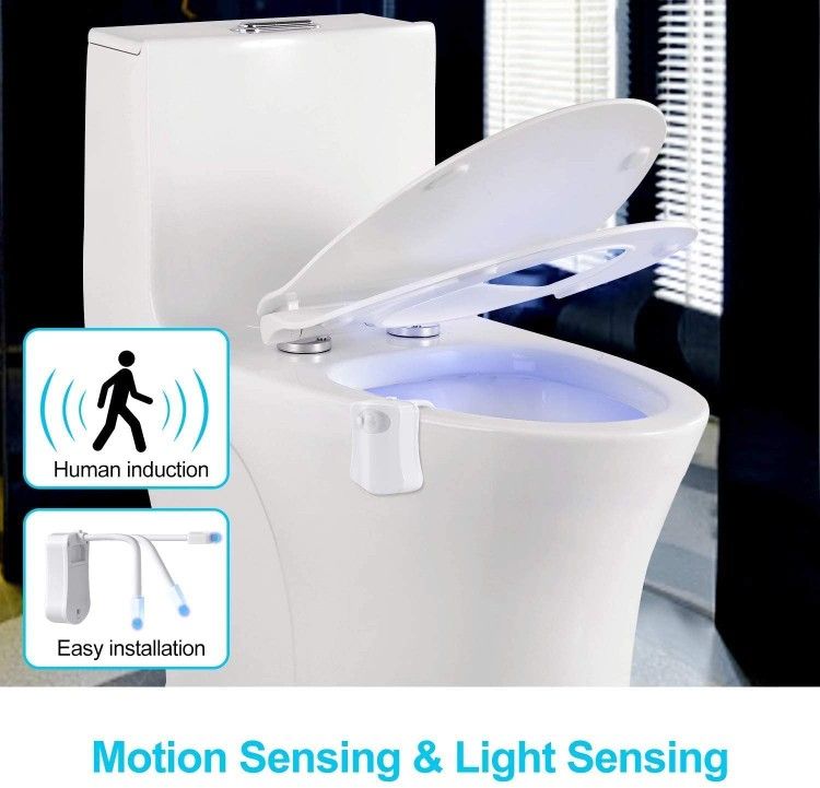 Ultimate Bathroom Restroom Ambiance with 7-color Toilet LED Light with Motion Sensor Dawn To Dust