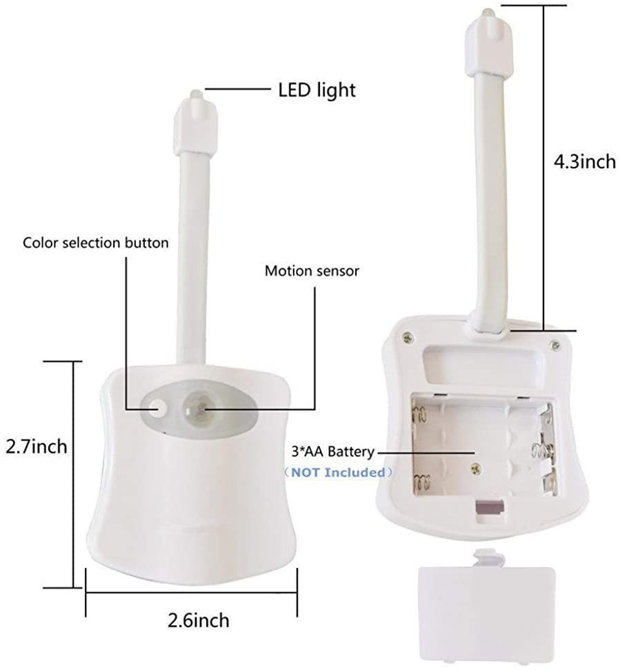 Ultimate Bathroom Restroom Ambiance with 7-color Toilet LED Light with Motion Sensor Dawn To Dust